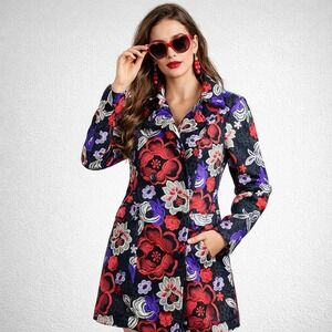 Inc International Concept Sz S Semi Sheer Floral Embroidered Blazer Jacket